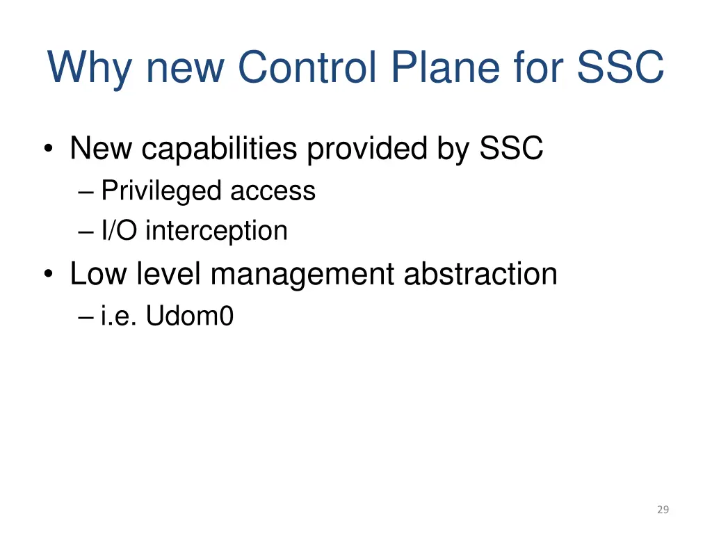 why new control plane for ssc