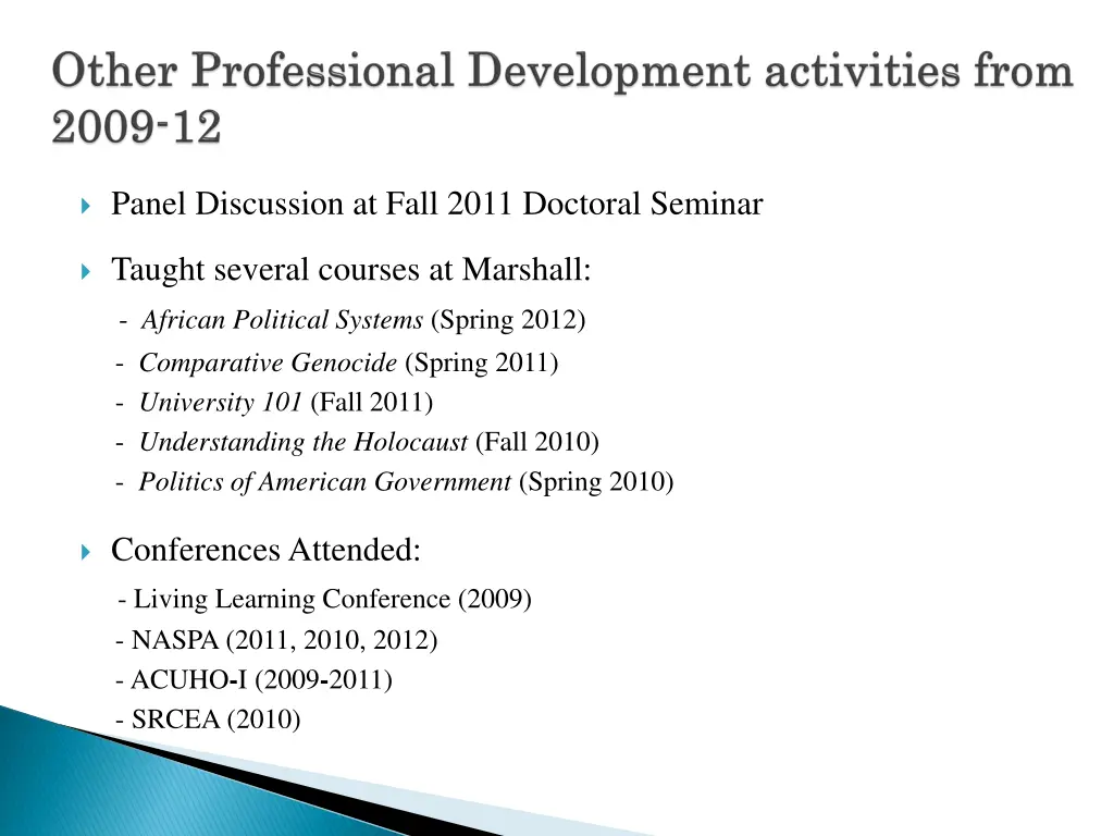 panel discussion at fall 2011 doctoral seminar