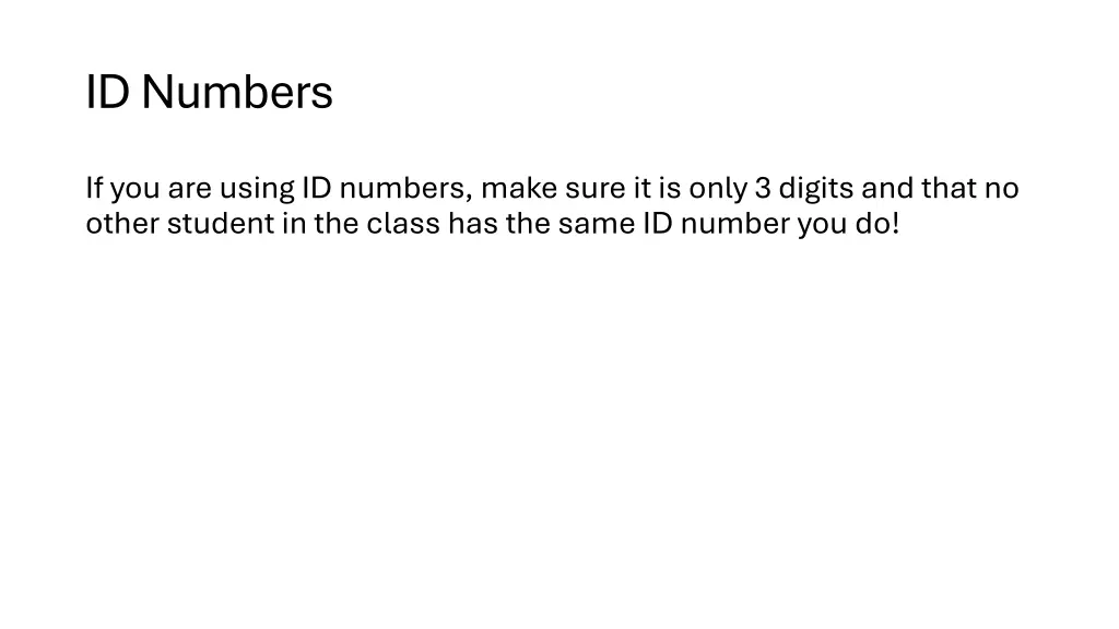 id numbers