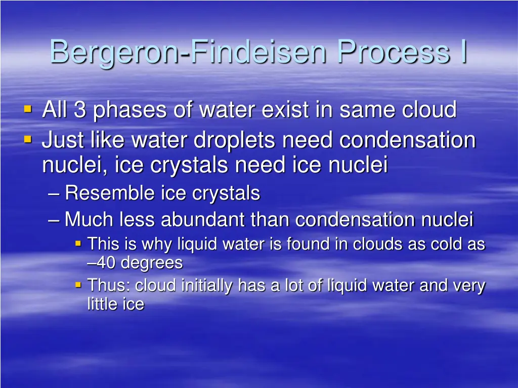bergeron findeisen process i