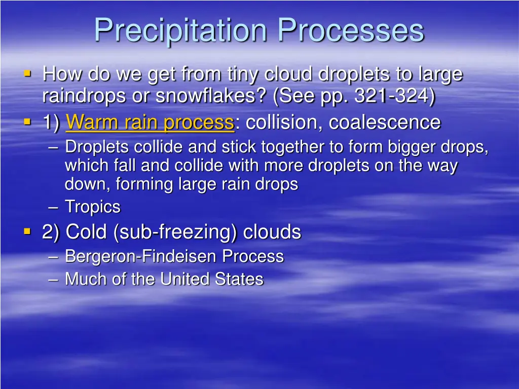 precipitation processes