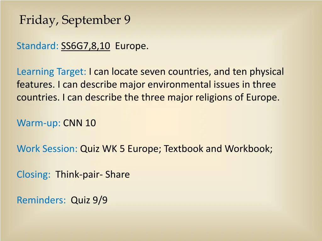 friday september 9