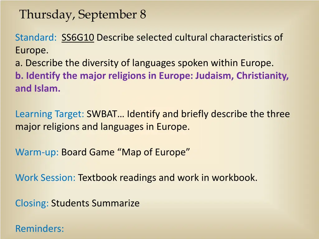 thursday september 8