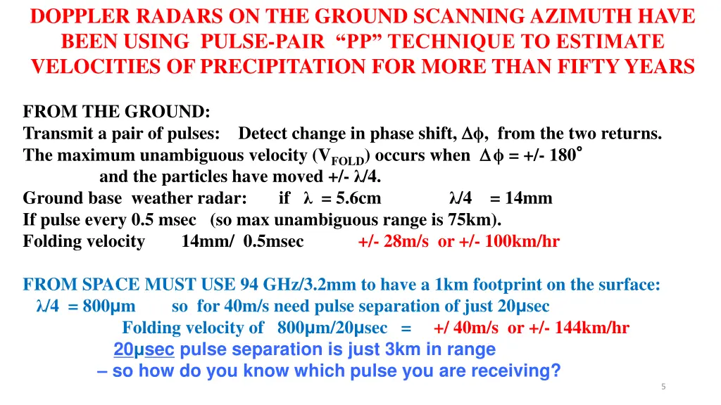 doppler radars on the ground scanning azimuth