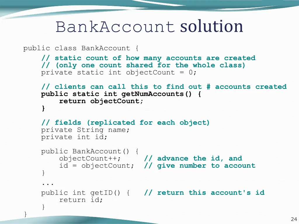 bankaccount solution 1
