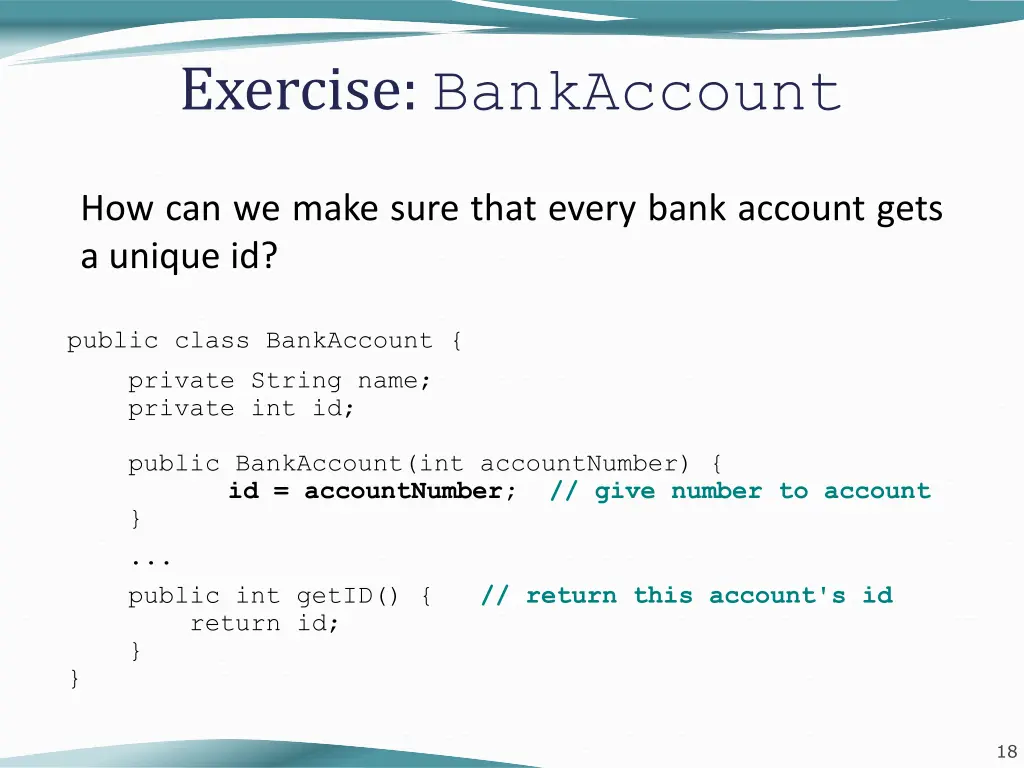 exercise bankaccount