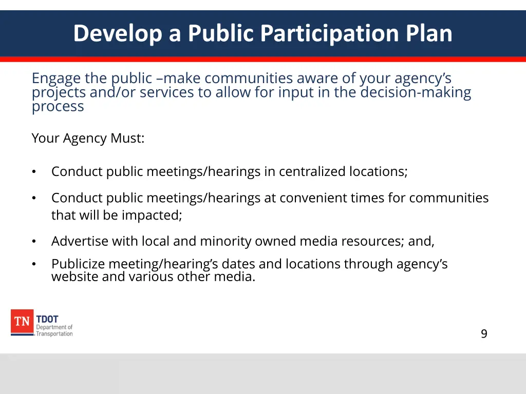 develop a public participation plan
