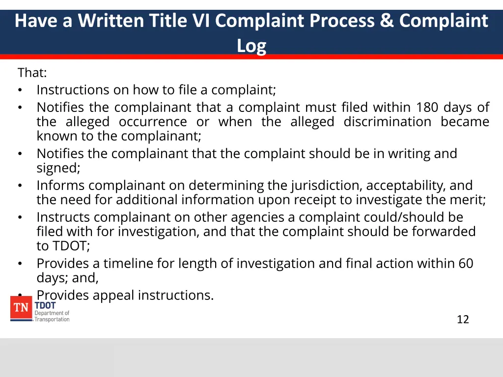 have a written title vi complaint process