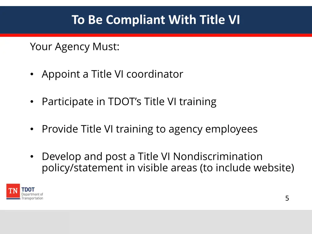 to be compliant with title vi