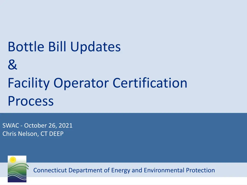 bottle bill updates facility operator