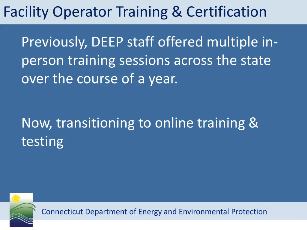 facility operator training certification