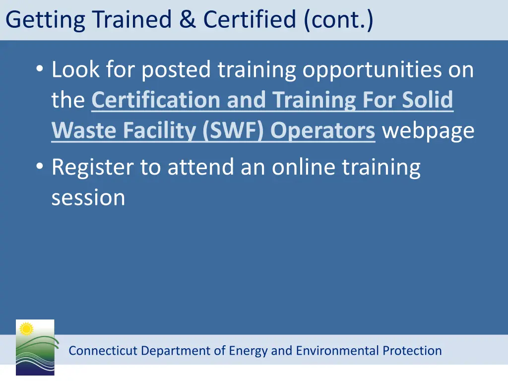 getting trained certified cont