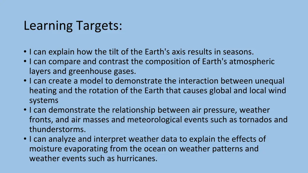 learning targets