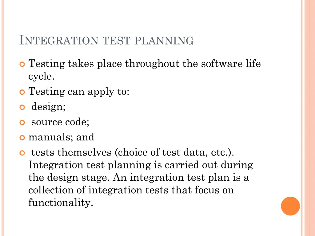 i ntegration test planning