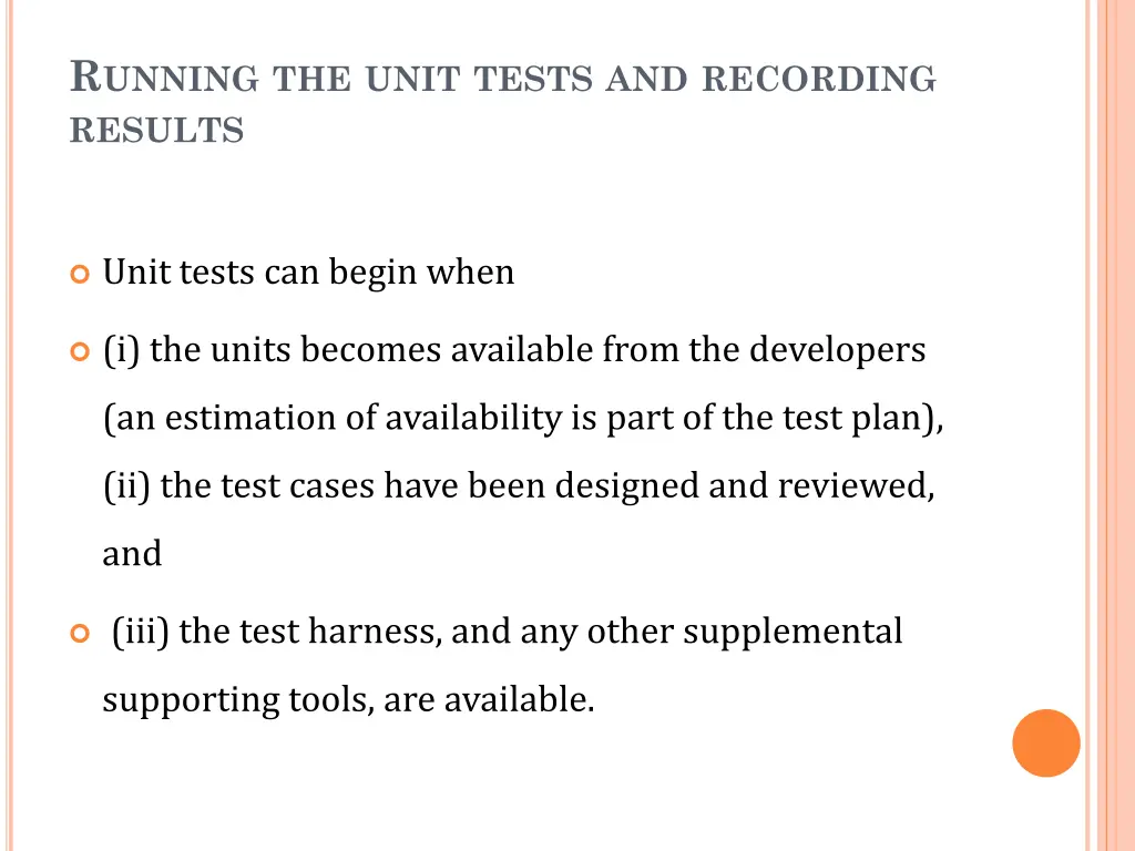 r unning the unit tests and recording results