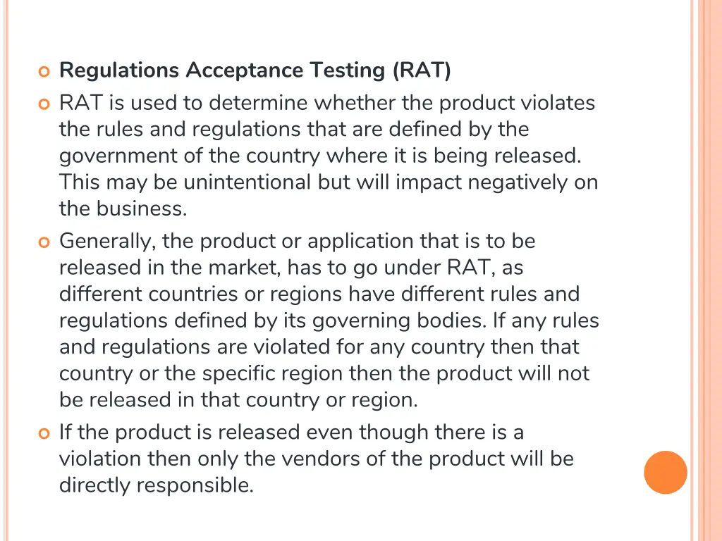 regulations acceptance testing rat rat is used