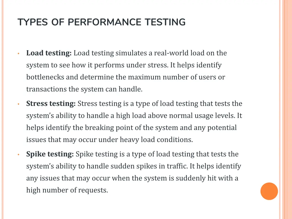types of performance testing
