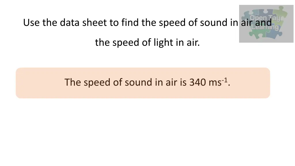 use the data sheet to find the speed of sound