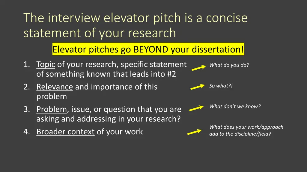 the interview elevator pitch is a concise 2