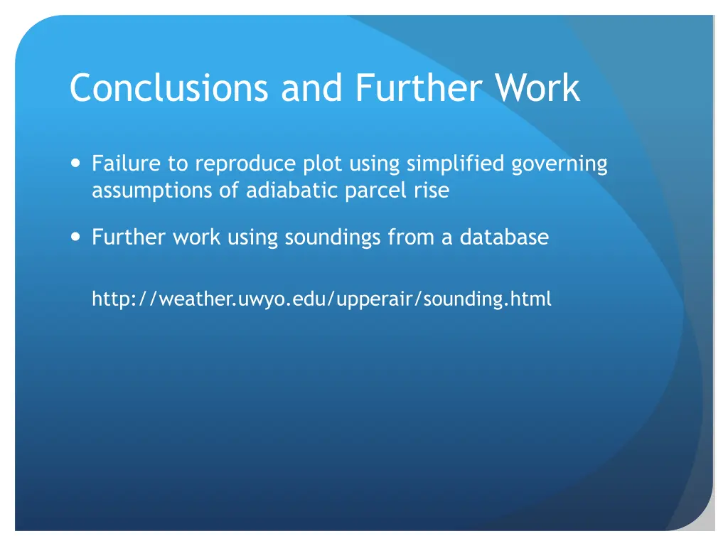 conclusions and further work
