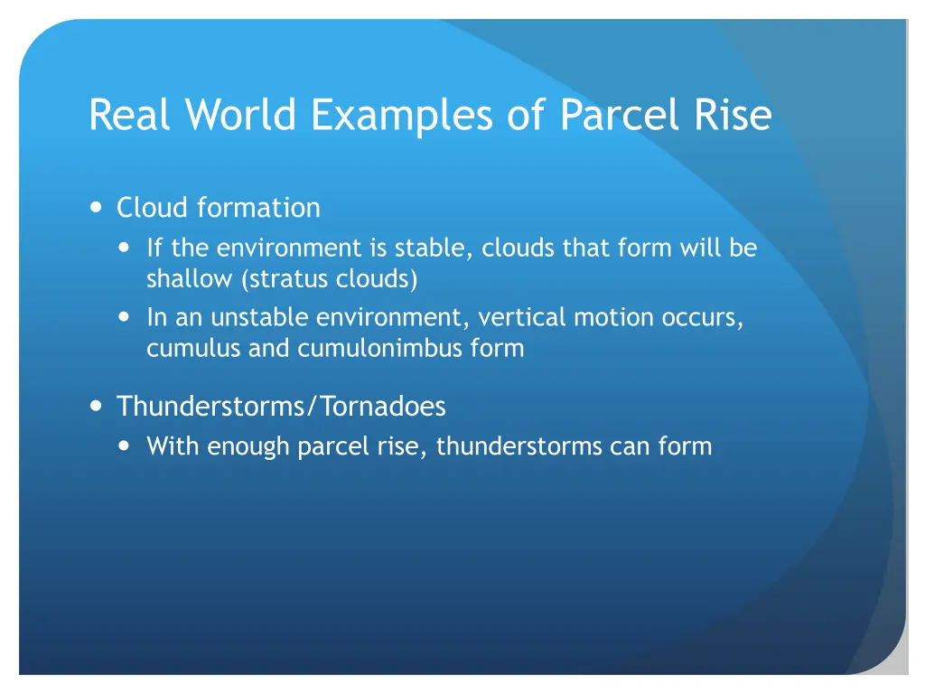 real world examples of parcel rise