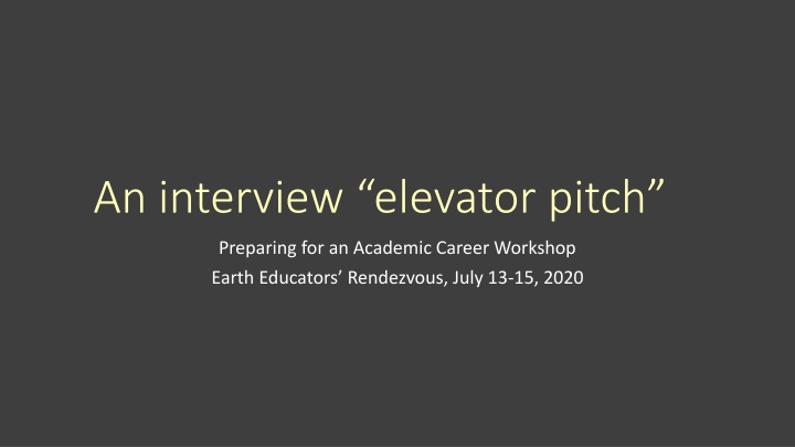 an interview elevator pitch