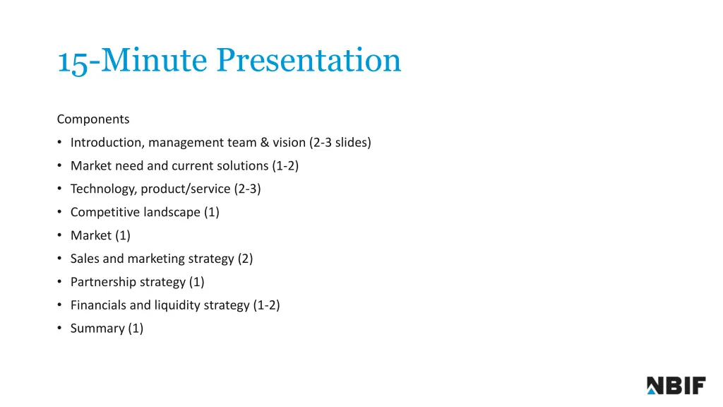 15 minute presentation 1
