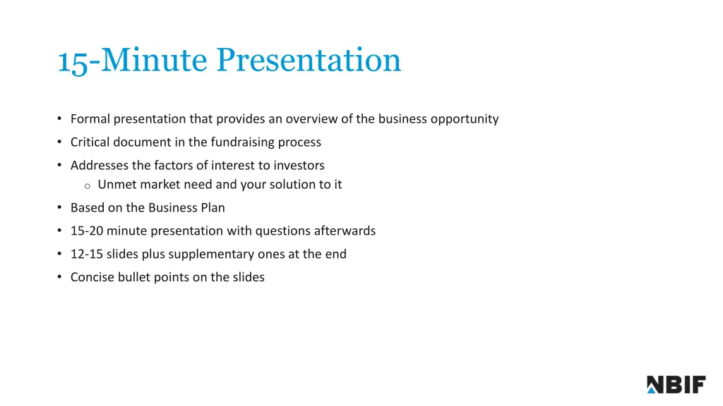 15 minute presentation