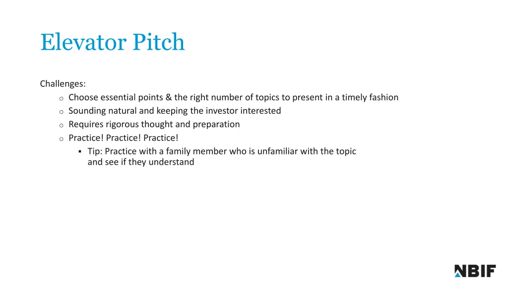 elevator pitch 1