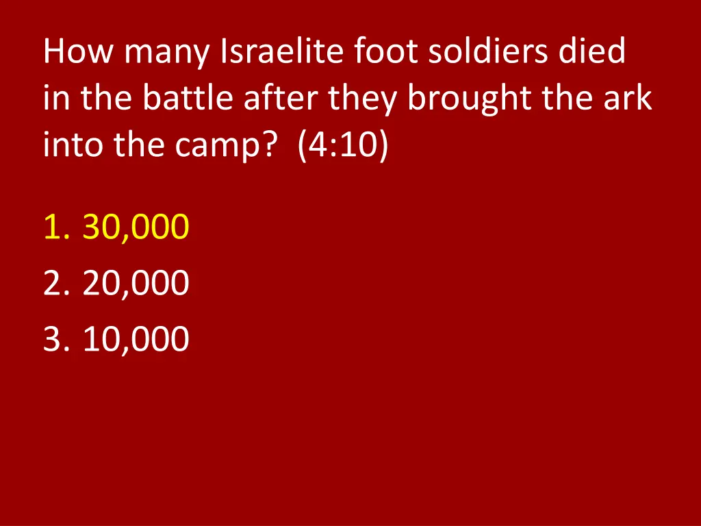 how many israelite foot soldiers died 1