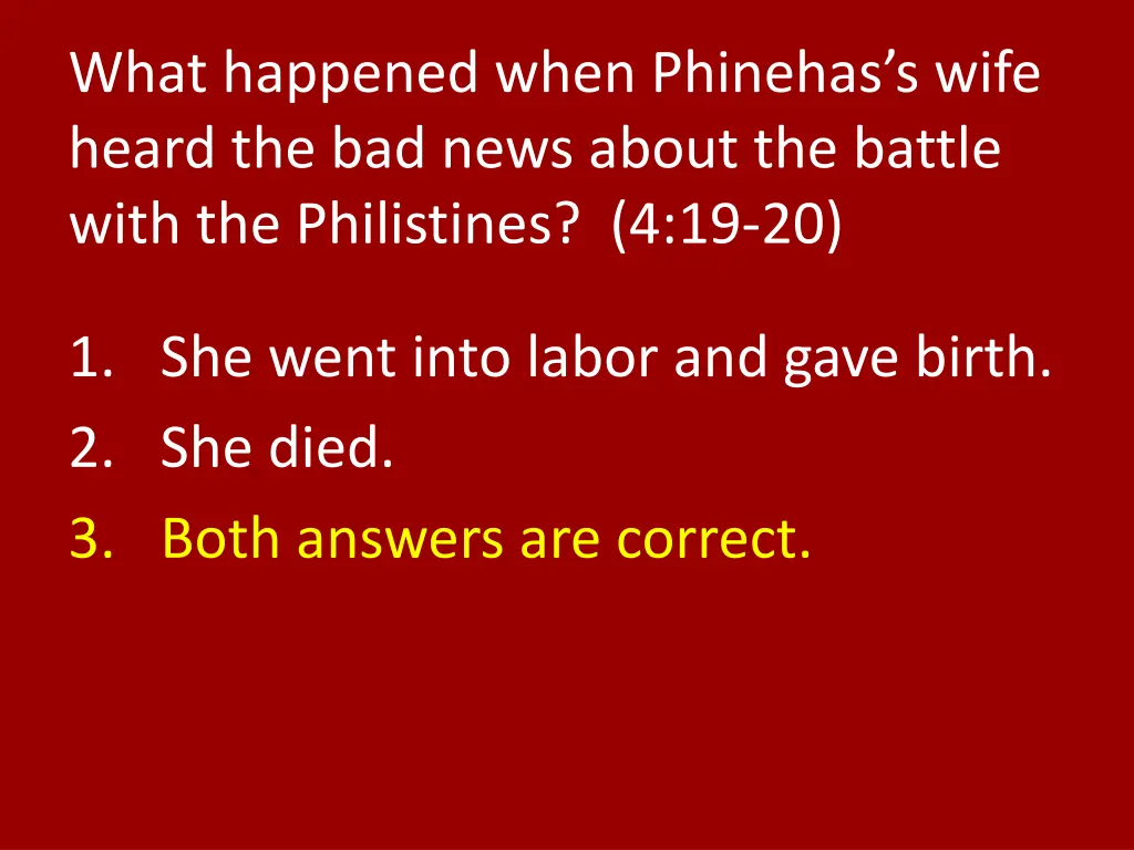 what happened when phinehas s wife heard 1