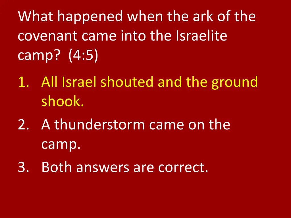 what happened when the ark of the covenant came 1