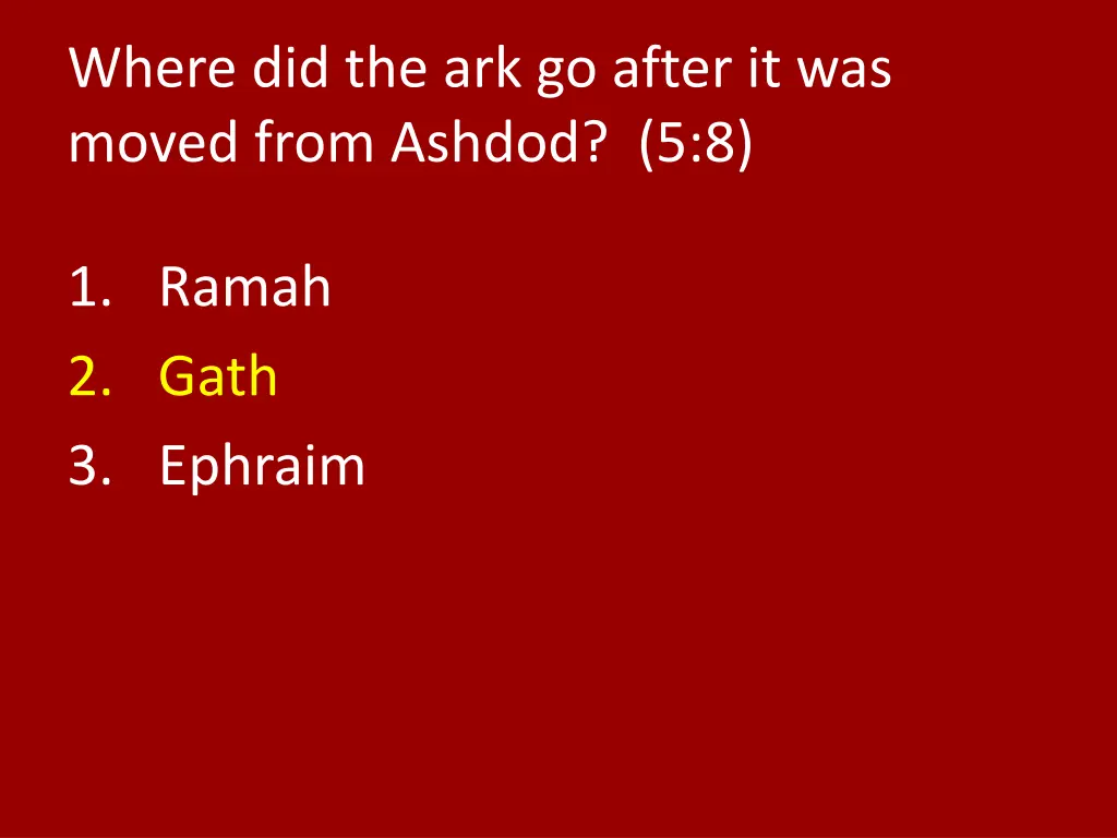 where did the ark go after it was moved from 1