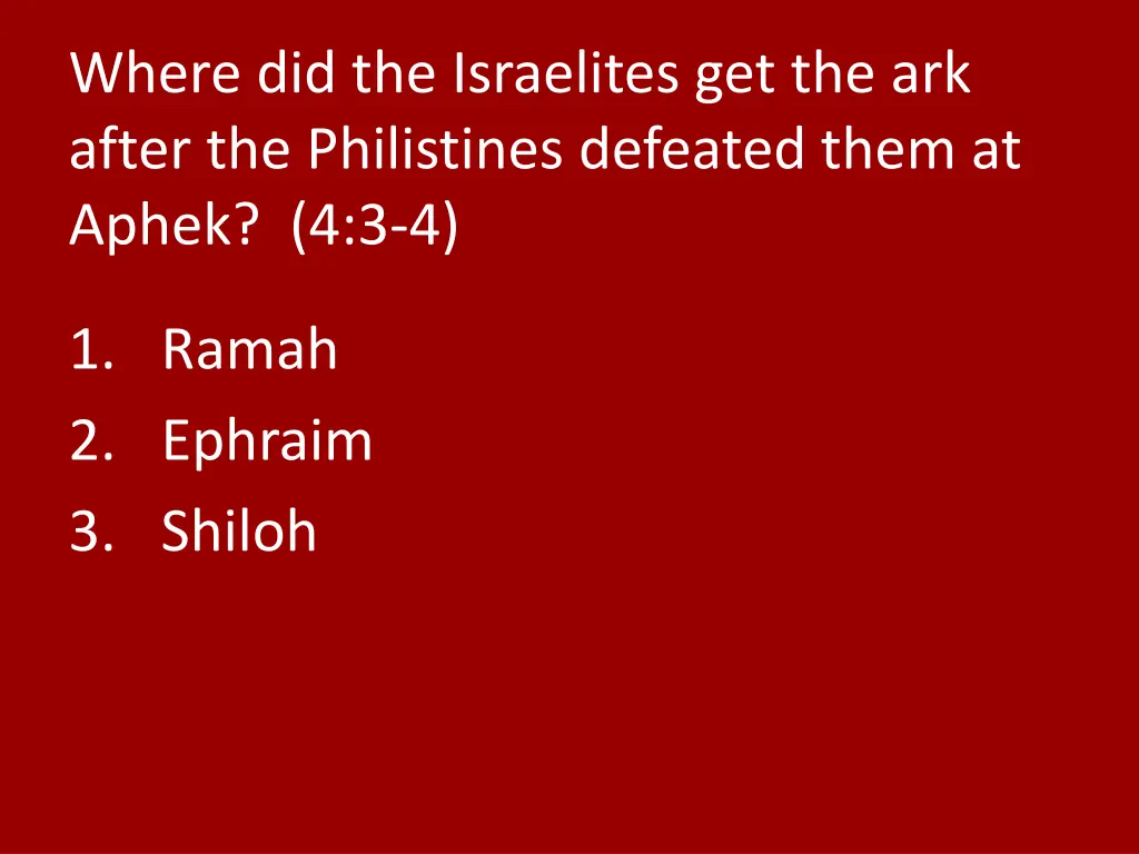 where did the israelites get the ark after