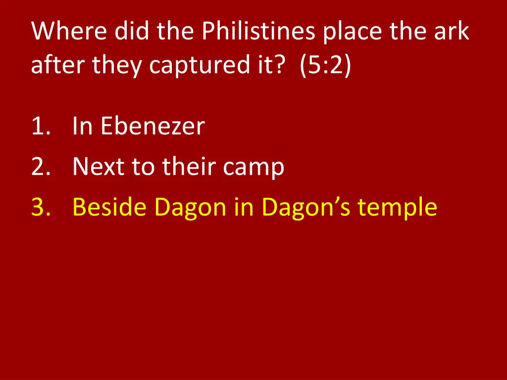 where did the philistines place the ark after 1