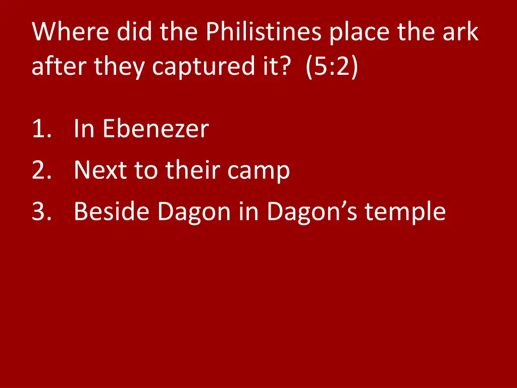 where did the philistines place the ark after