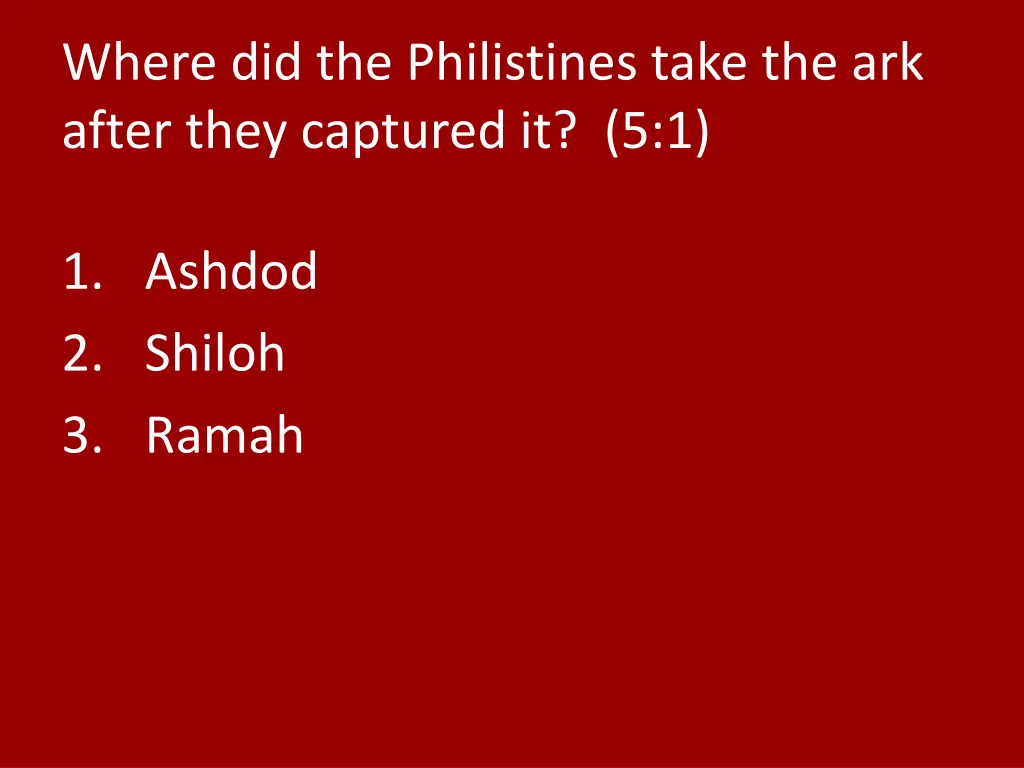 where did the philistines take the ark after they