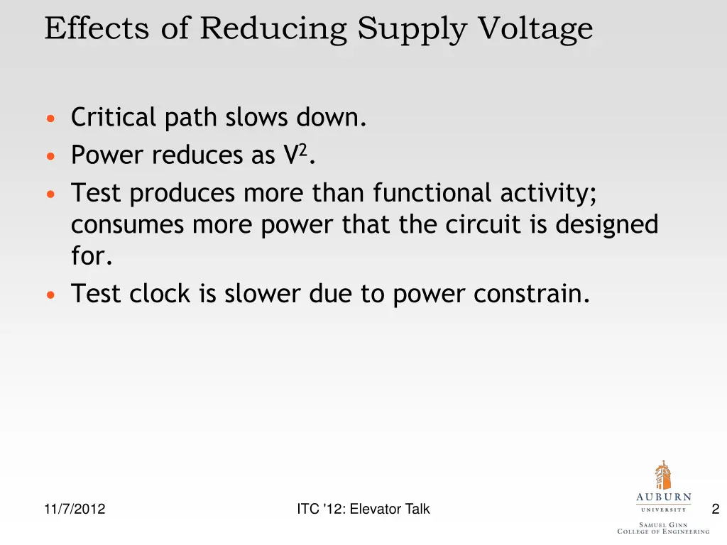 effects of reducing supply voltage