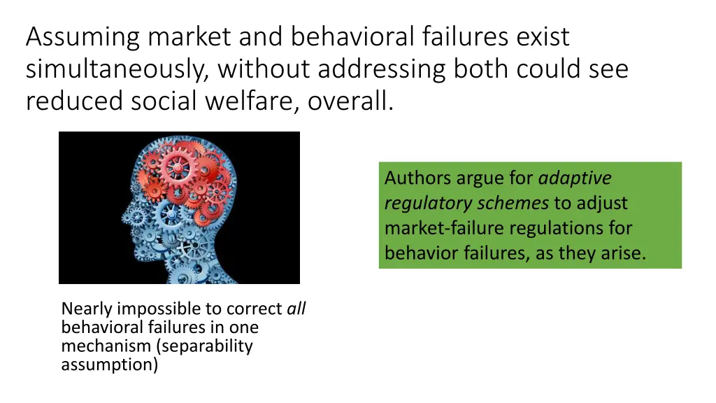assuming market and behavioral failures exist