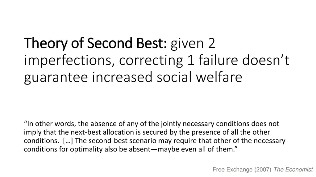 theory of second best theory of second best given