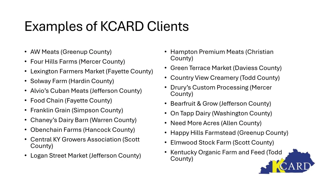 examples of kcard clients