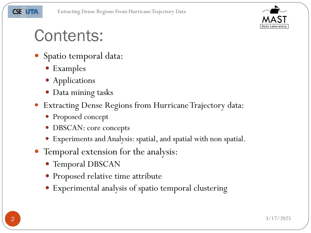extracting dense regions from hurricane 1