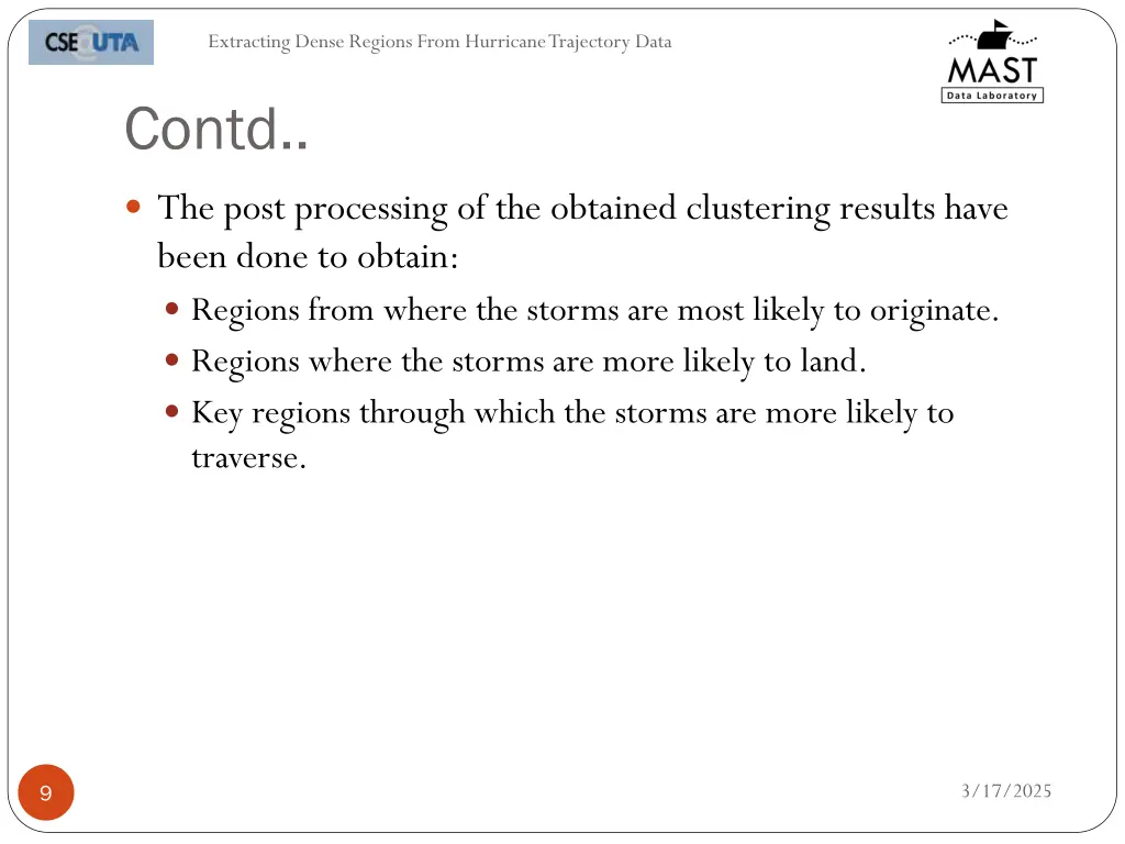 extracting dense regions from hurricane 8