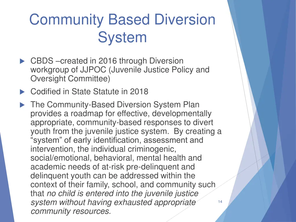 community based diversion system