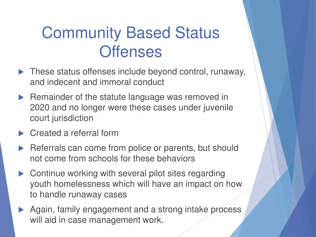 community based status offenses