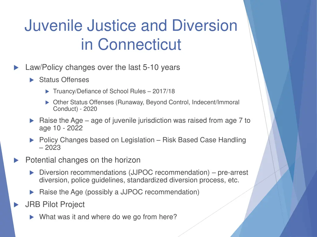 juvenile justice and diversion in connecticut
