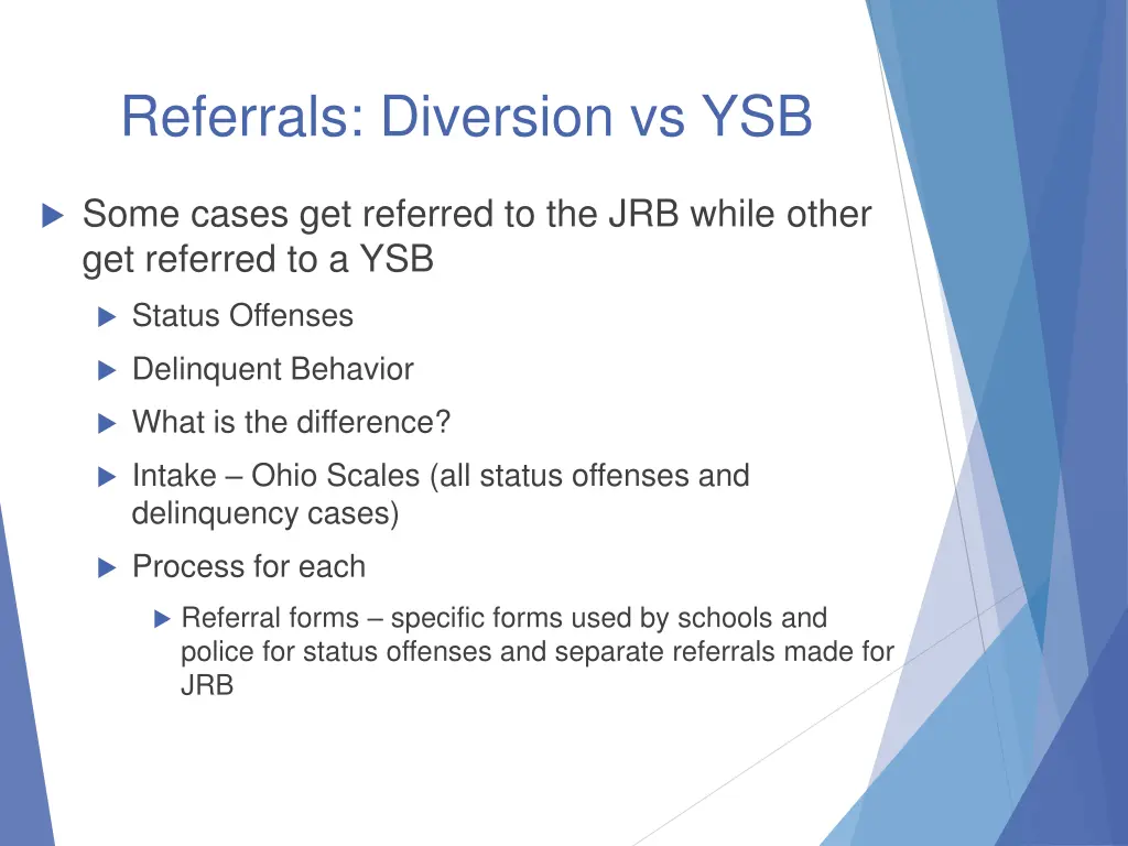 referrals diversion vs ysb