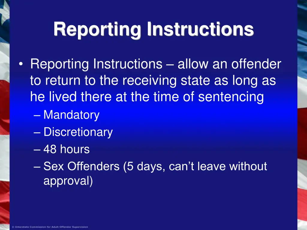 reporting instructions