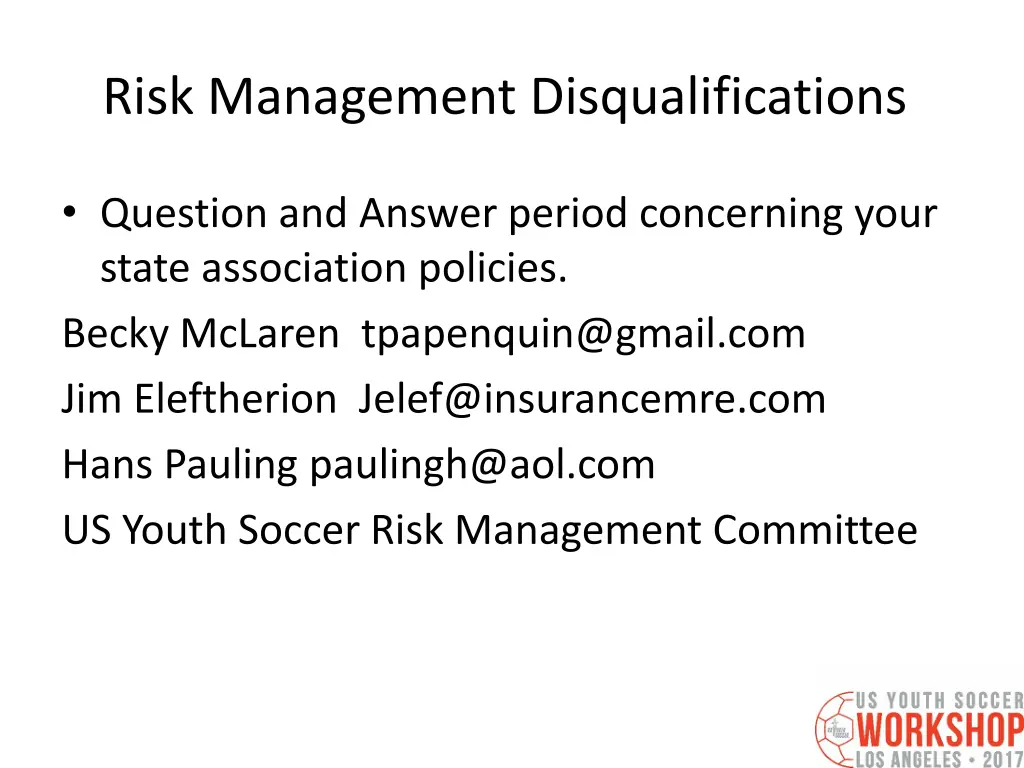 risk management disqualifications
