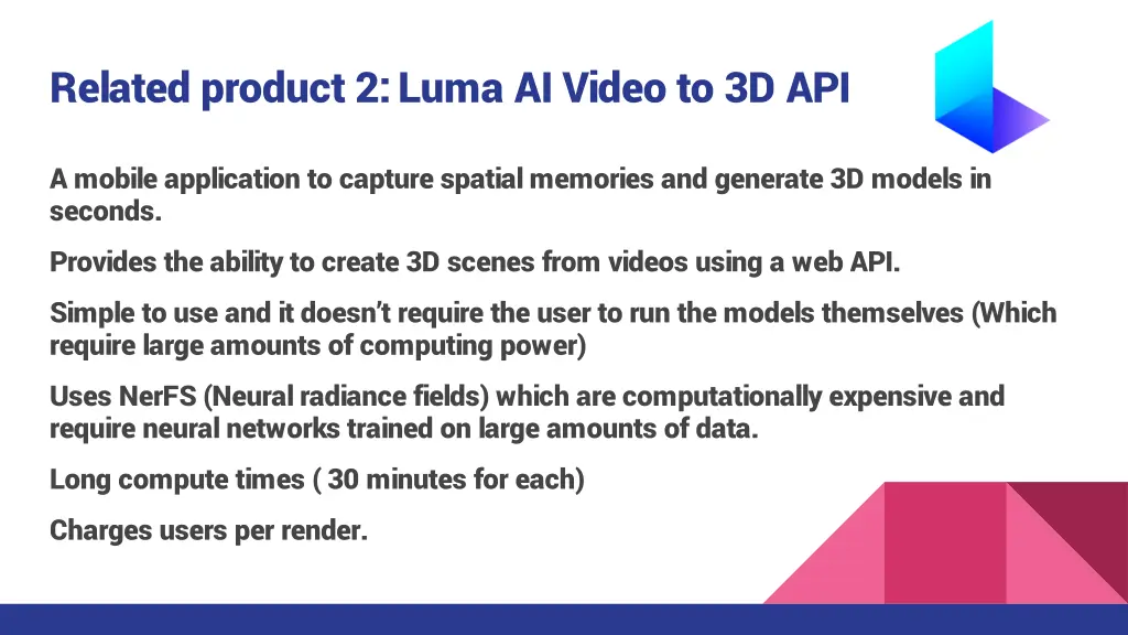related product 2 luma ai video to 3d api